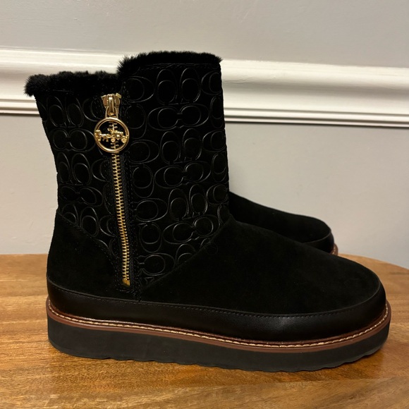 Coach Isa black suede and leather boots - Picture 1 of 8